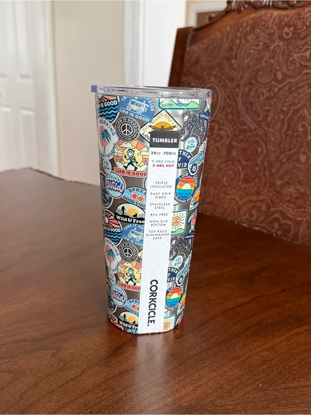 Corkcicle Life is Good Tumbler Bumper Sticker 24oz/700ml - 9hrs Cold/3hrs Hot